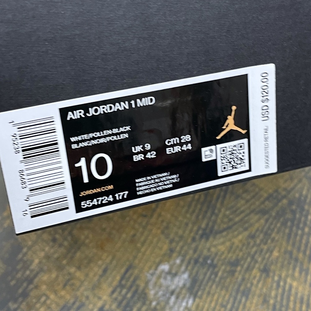 Nike Air Jordan 1 Mid Pollen 554724-177 Yellow Black 10 - Picture 9 of 10